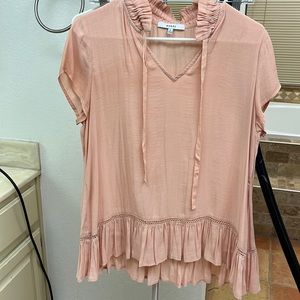 Peach ruffle collar blouse